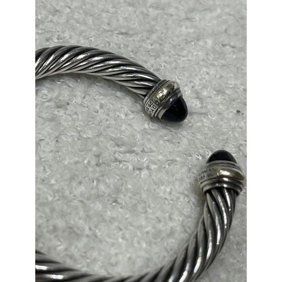 David Yurman 7mm Cable Classic Bracelets in Sterling Silver Onyx and Citrine - Picture 1 of 3